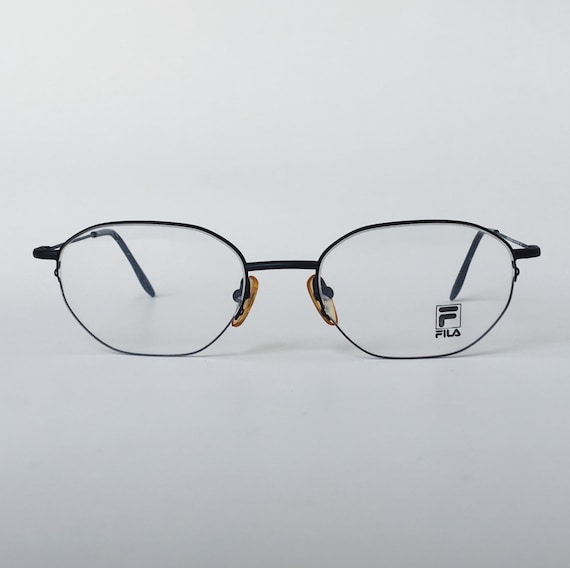 FILA Vintage Oval Glasses Half Rimmed Metallic Bl… - image 1