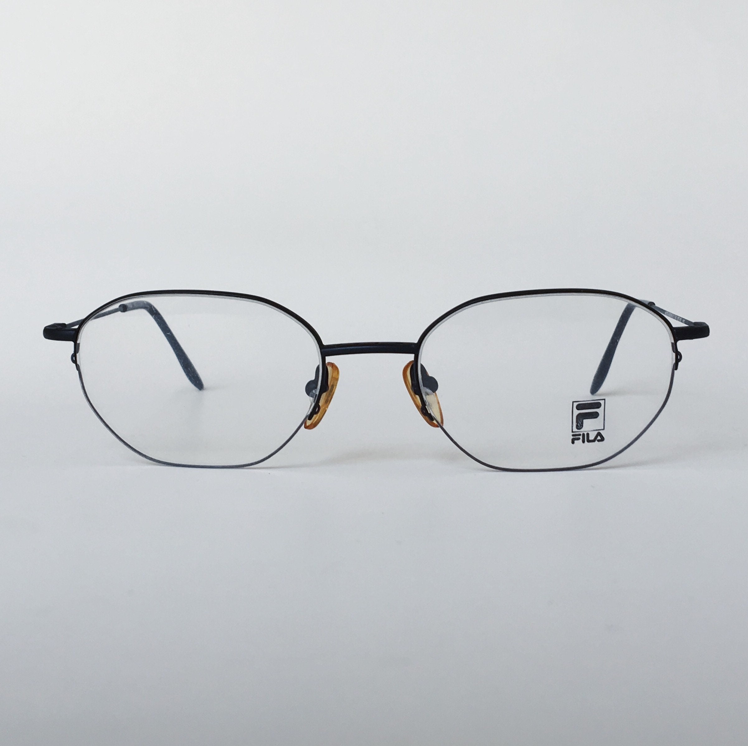 FILA Vintage Oval Glasses Half Rimmed Metallic Black Frame  display picture 1