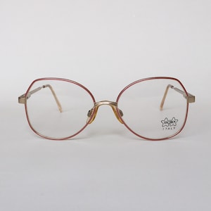 Luxottica Pink Electroplated Vintage Oversized Glasses Pink and Gold Frame Optical 80s NOS - Designer Eyeglasses