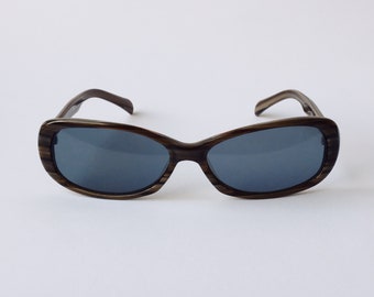 DEVALENTINI Vintage Square Marco Gafas de Sol Azul Gris 90s - Gafas de Sol de Diseñador
