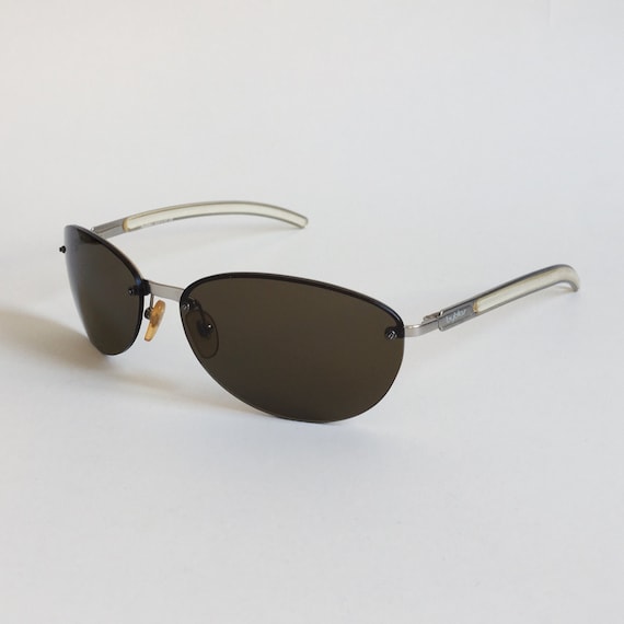 Byblos Vintage Oval Rimless Sunglasses Silver 00'… - image 2