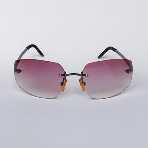 DE VALENTINI Vintage Square Rimless Pink Mirrored Glasses Sunglasses 00s - Designer Sunglasses
