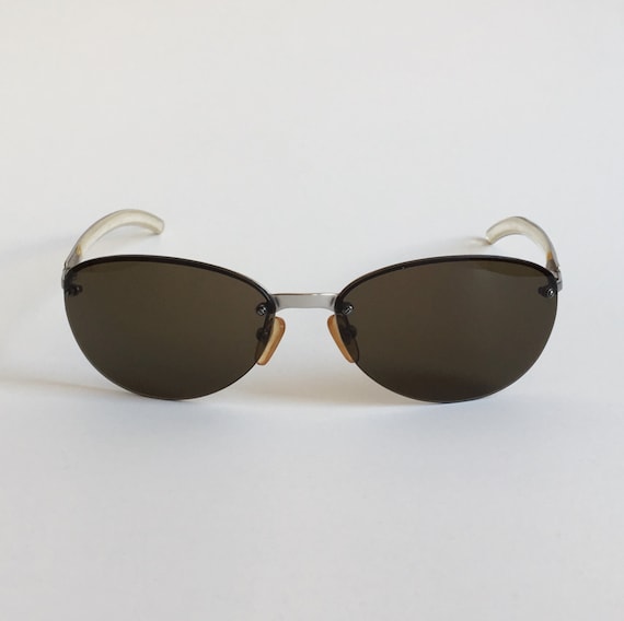 Byblos Vintage Oval Rimless Sunglasses Silver 00'… - image 1