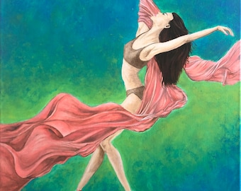 Arte originale, arte impressionista, ballerina di danza classica, opera d'arte femminile, donna d'arte, ritratto, acrilico su tela 16x20" Opera d'arte di ClaudiaNolascoArt