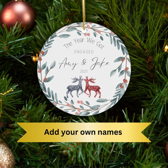 Personalised engagement christmas online bauble