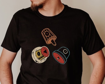 Graffiti Art Street -Shirt, Unisex T-Shirt, Mens, Womens, Shirt met korte mouwen, Grafisch T-shirt, Street Wear, Graffiti Tools Shirt, Graffiti Caps