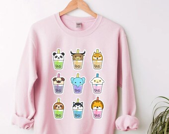Boba Sweatshirt, Bubble Tea Sweatshirt, Boba Milk Tea Sweatshirt, Cute Gifts, Gift for her, Gift For Boba Lovers, Bubble Tea Sweatshirt