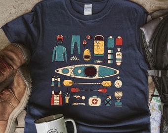 Canoeing T Shirt, Canoe Equipement Retro Vintage Colors Shirt, Kayaking Gear, Gift for Kayak Lover, Nature Wilderness Tee, Outdoor Camping