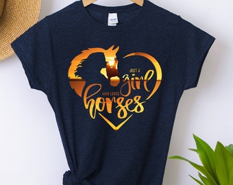 Just A Girl Who Loves Horses T-shirt, Horse Lover Shirt, Horse Girl Tee, Farm Shirt, Animal Lover Gift, Girl Loves Horses, Woman and Horse