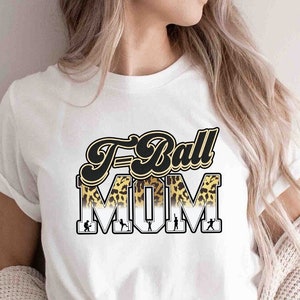 T-ball Mom Shirt, Tball Mom Leopard TShirt, Baseball Mom Shirts, Tee Ball Mom, Tee-Ball Mom, T Ball Game day tshirt, Baseball mama Gift Tee