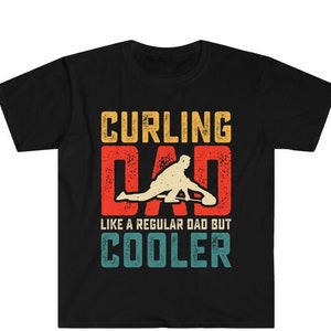 Curling Dad Vatertag T-Shirt, Curling Dad Shirt, Lustiges Vintage Curler Vatertagsgeschenk, Curling Besen & Stein Grafik T-Shirt