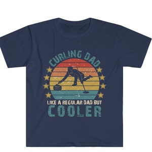 Funny Curling T-Shirt, Gift for a Cool Curler Dad, Father's Day Vintage Retro Sunset Tee, Dad Birthday Shirt, Husband Gift, Curling Team