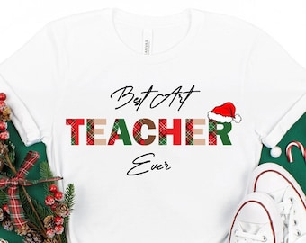 Meilleur cadeau de chemise de Noël pour professeur d’art, t-shirt de professeur d’art, cadeau de Noël pour artiste, escouade scientifique, cadeau de Noël pour amateur d’art