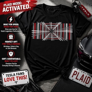 Tesla Plaid Model S T-Shirt, Plaid Tesla Unisex Shirt, Elon Musk Fan Club Shirt, Gift for Tesla Owner, Tesla Driver Tee, Fathers Day TShirt
