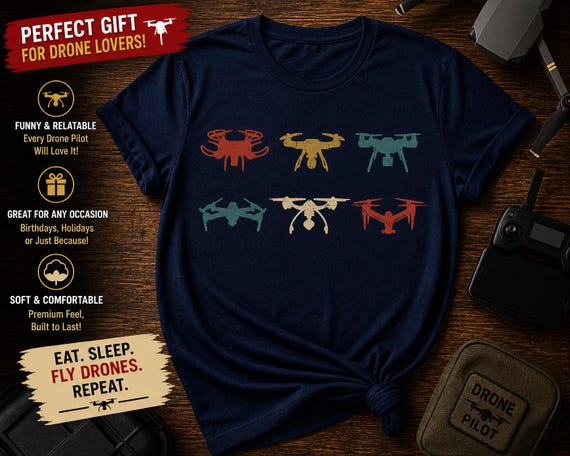 Drone Shirt Retro Vintage Colors Unisex Tee, Drone Pilot T-shirt, Drone Flying Quadcopter Tee, Gift for Drone Owner, Drone Operator T Shirt