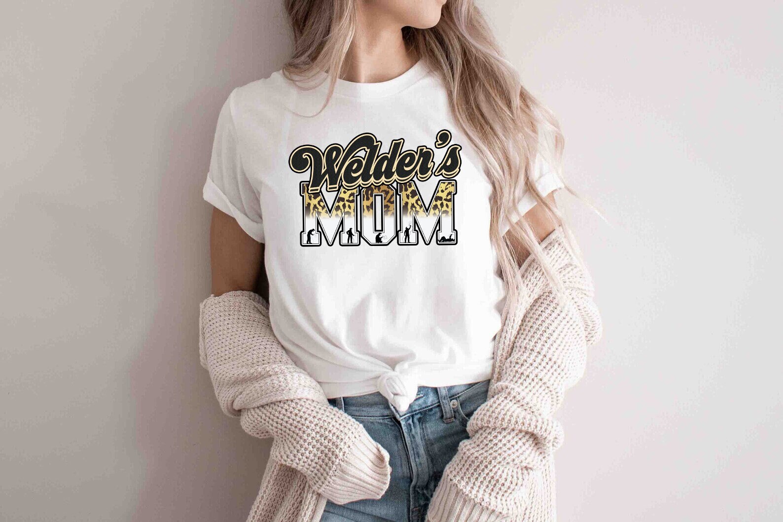 Welder's Mom Shirt, Welder Gift, Welders Mom Life Leopard Pattern Birthday Gift, Pipefitter Welding Shirt, Oilfield Pipeline Welding Apparel