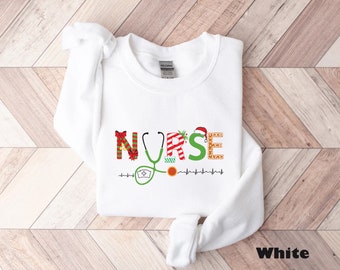 Sudadera de Navidad de Enfermera, Camisa de Navidad para Enfermera, Sudadera de Enfermería de Navidad, Estetoscopio de Navidad, Regalo de Navidad para Enfermera