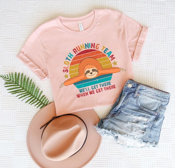 Womens Sloth Running Team Tshirt Gift For Woman Flower Funny Womens Sloth Running Team Tshirt Gift For Woman Flower Funny