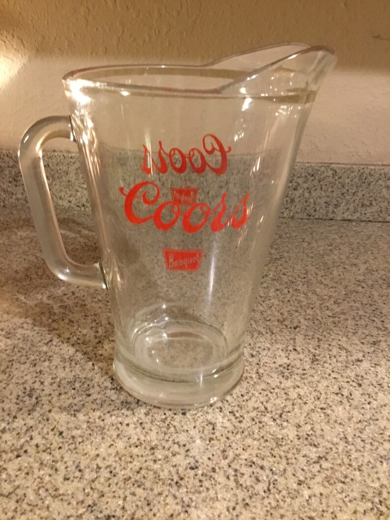 Vintage Glass Coors Banquet Beer Pitcher / Barware / Bar Decor Etsy