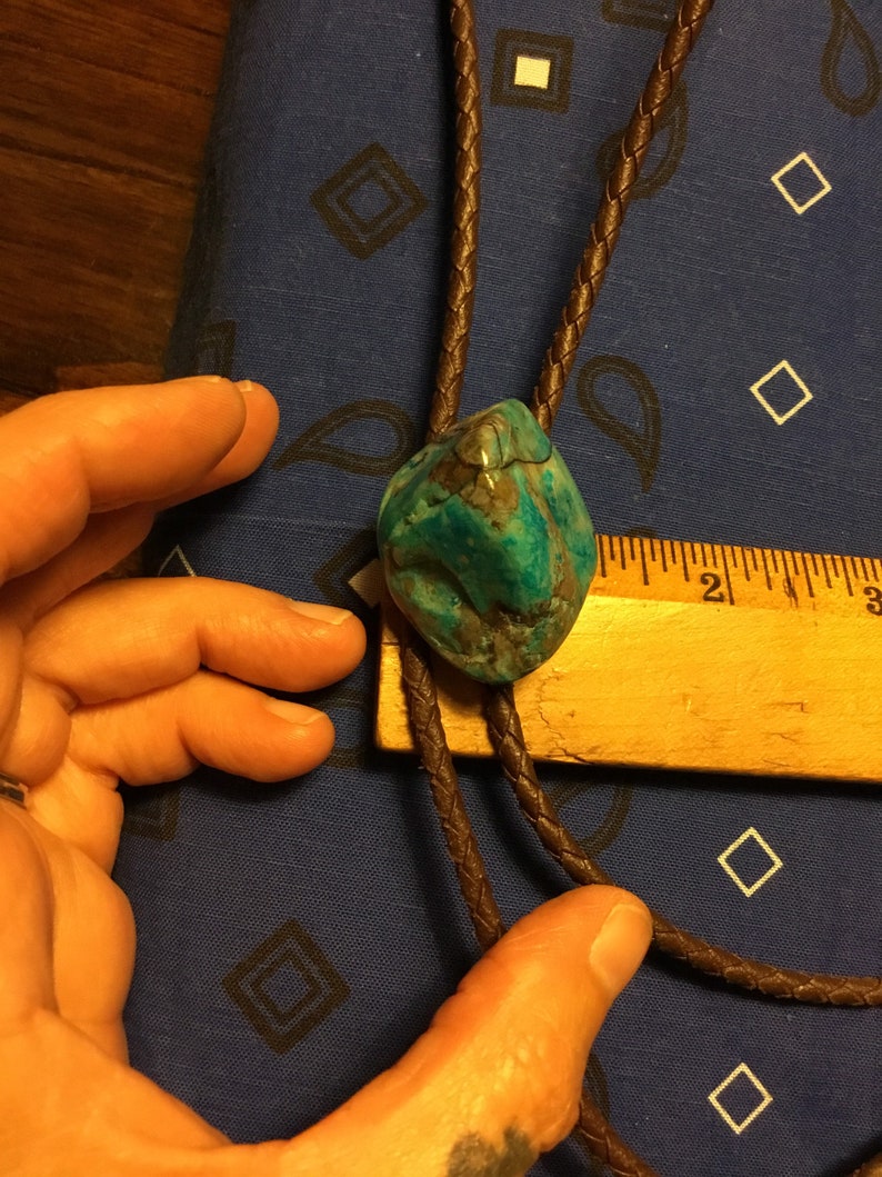 Vintage BIG Raw Turquoise Bolo Tie