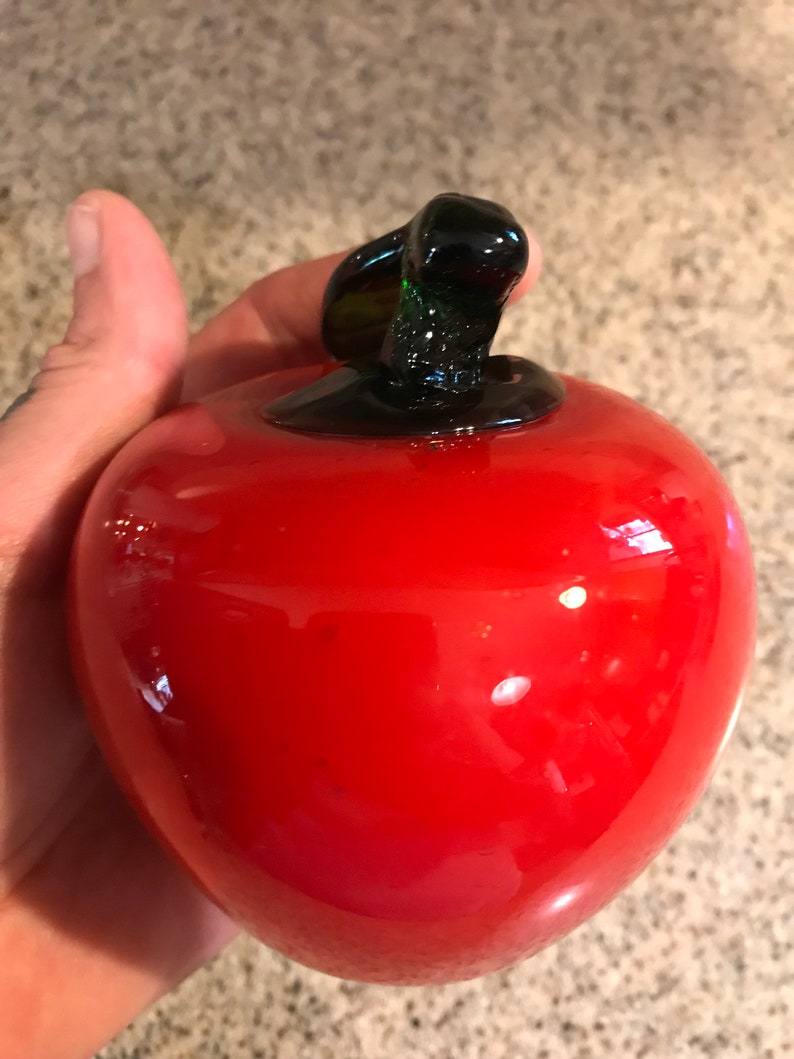 Vintage Glass Red Apple Kitchen Decor Etsy
