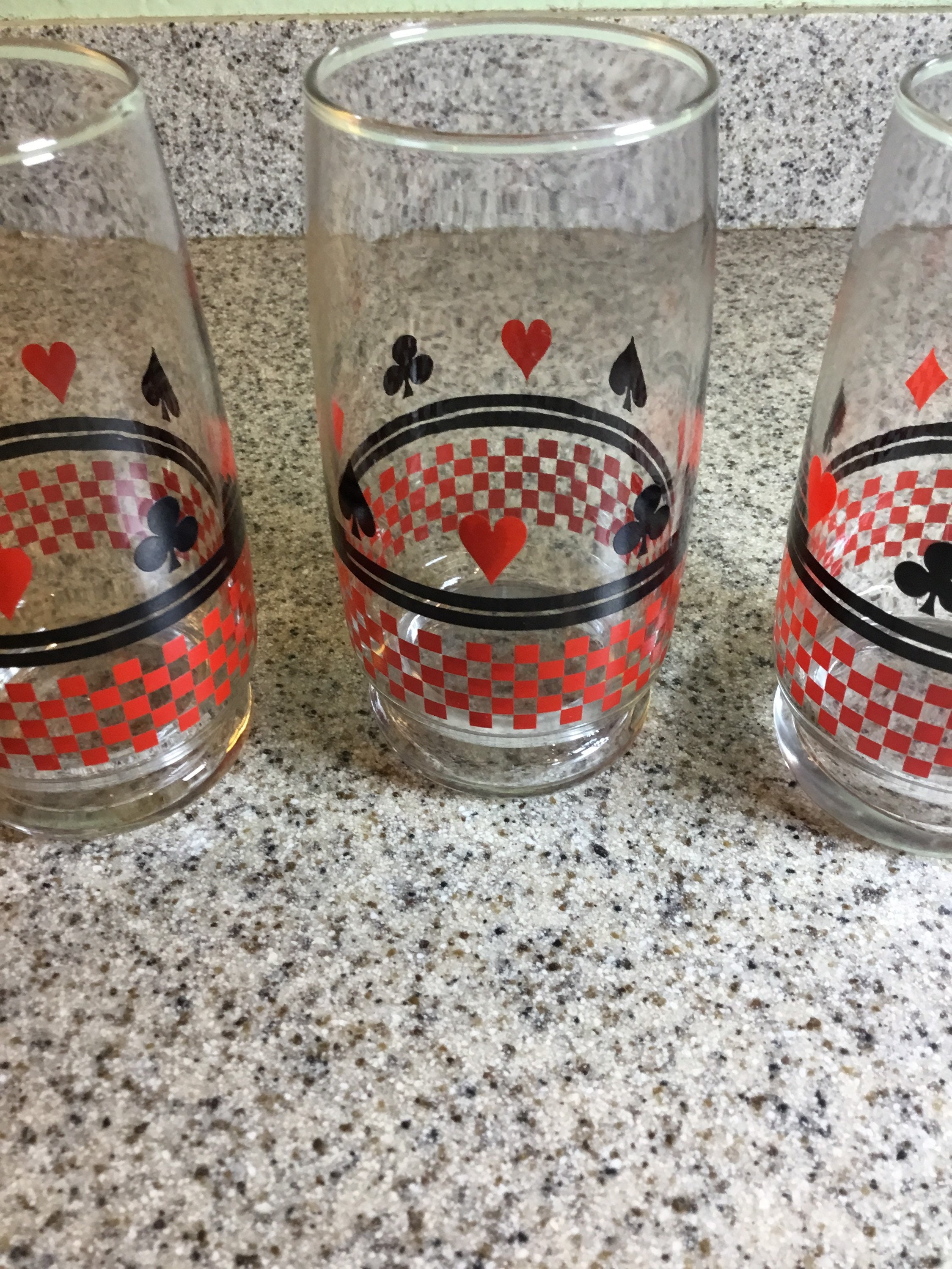 Mid Century Set of Four Playing Card Suit Cocktail Glasses Etsy