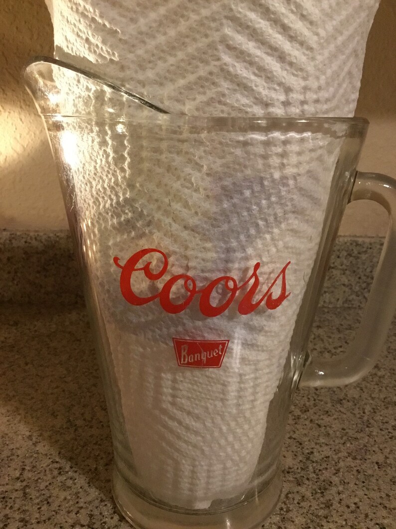Vintage Glass Coors Banquet Beer Pitcher / Barware / Bar Decor Etsy