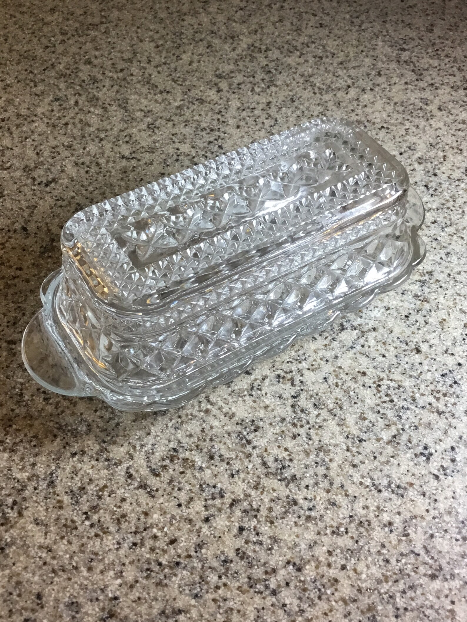 Vintage Covered Cut Glass Butter Dish Etsy
