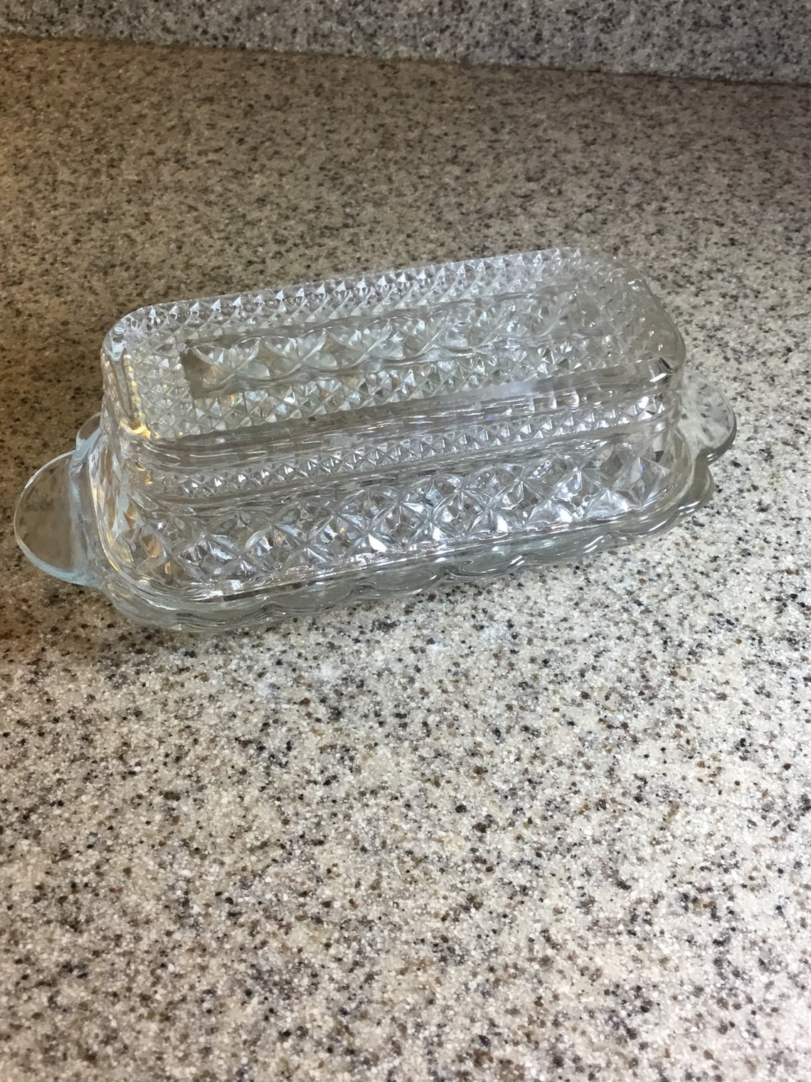 Vintage Covered Cut Glass Butter Dish Etsy