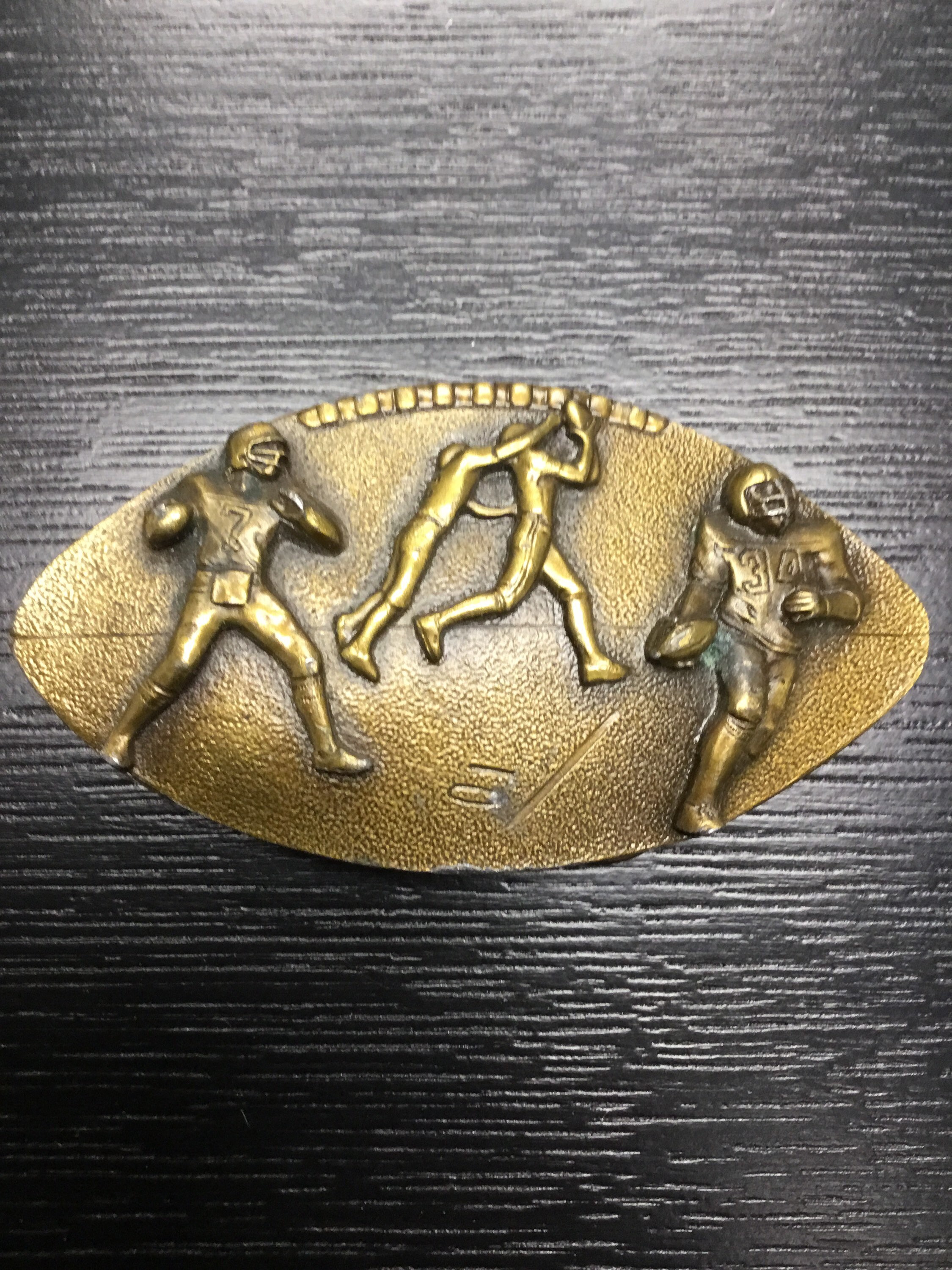 Vintage 1970s Brass Football Belt Buckle Etsy