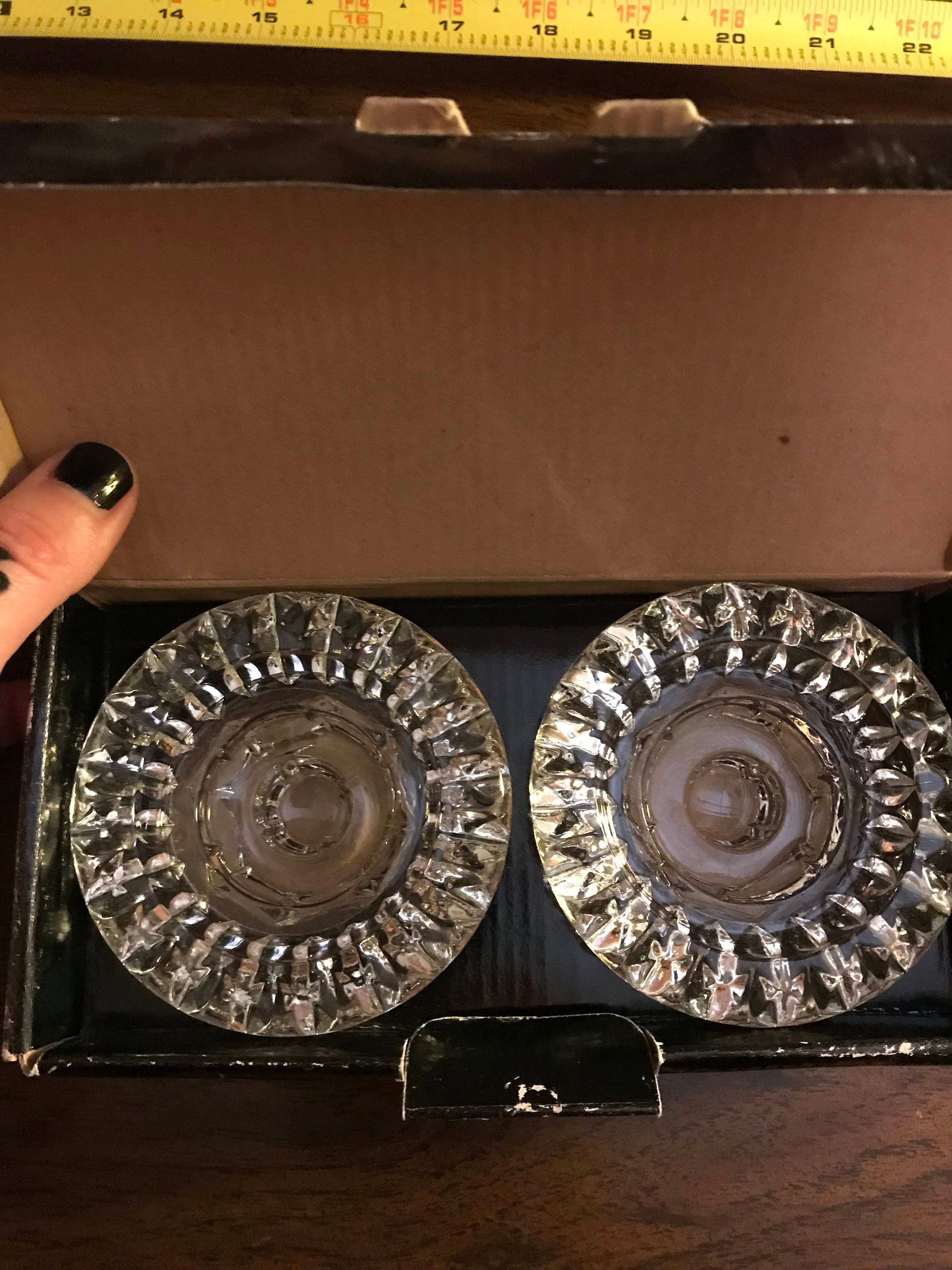 Vintage 1980s Crystal Candle Stick Holders / tapered candle Etsy