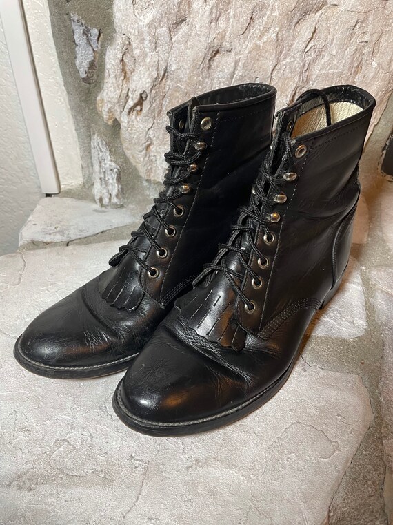 justin riding boots lace up