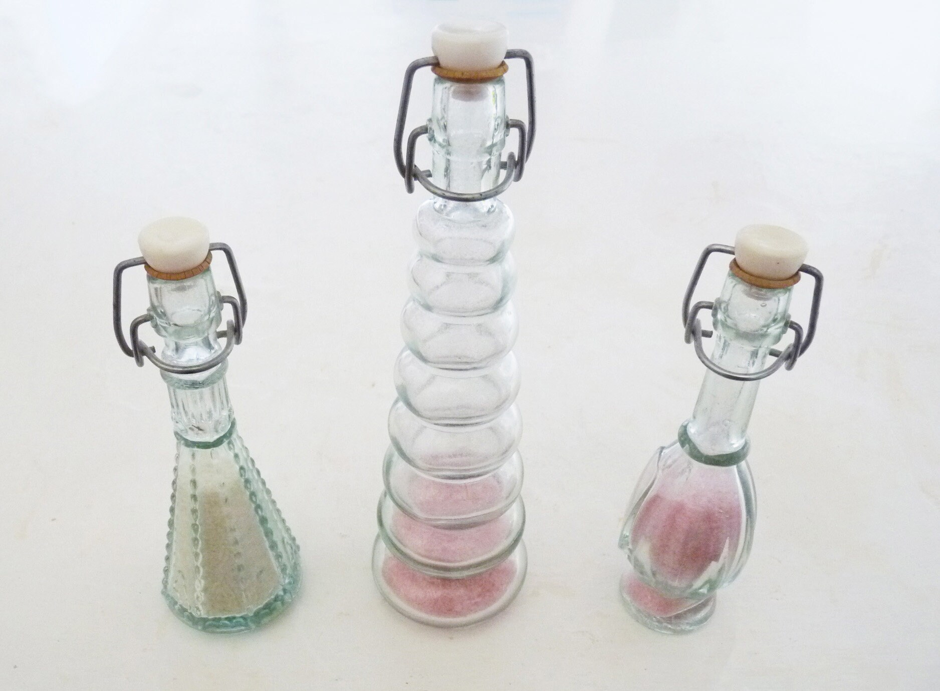 Three Vintage Bath Salts in Glass Bottles With Swing Stoppers Etsy