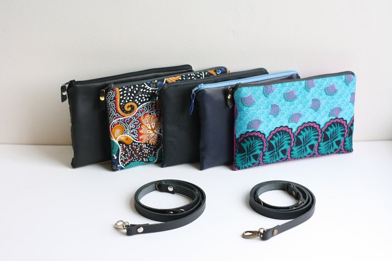 Smart bum bag for women Handmade in London Black leather belt bag with floral fabric