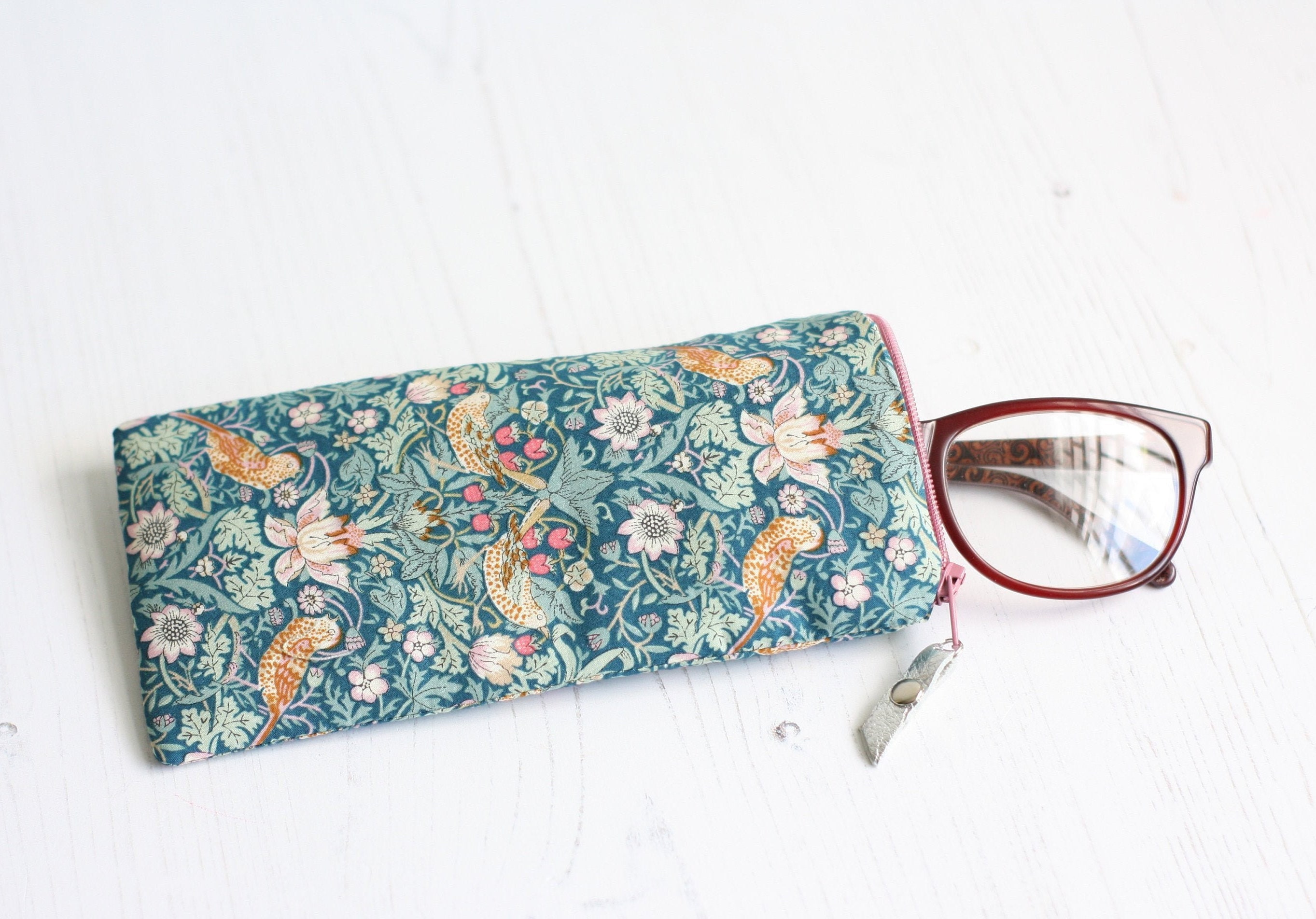 Blue Glasses Case Made From a William Morris Strawberry Thief Etsy