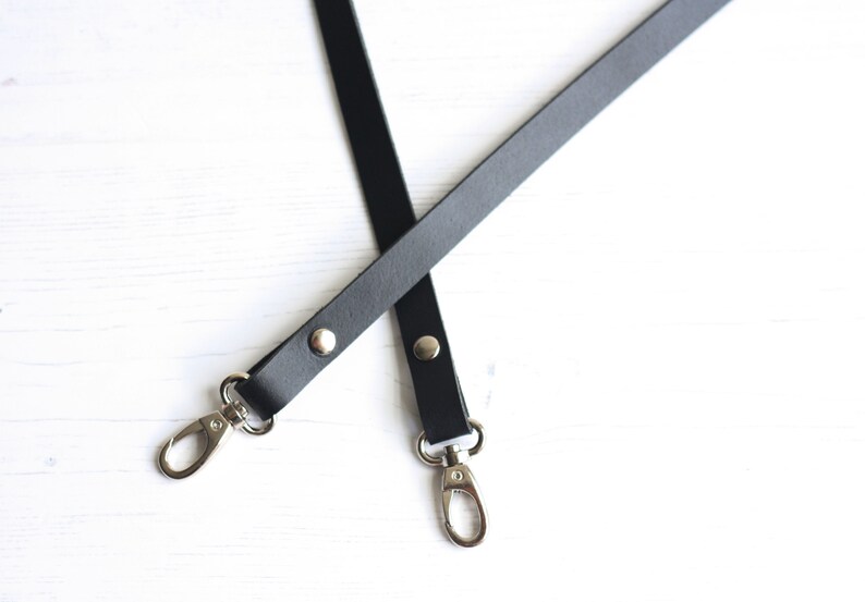 Thin black leather cross body strap Replacement bag strap Etsy