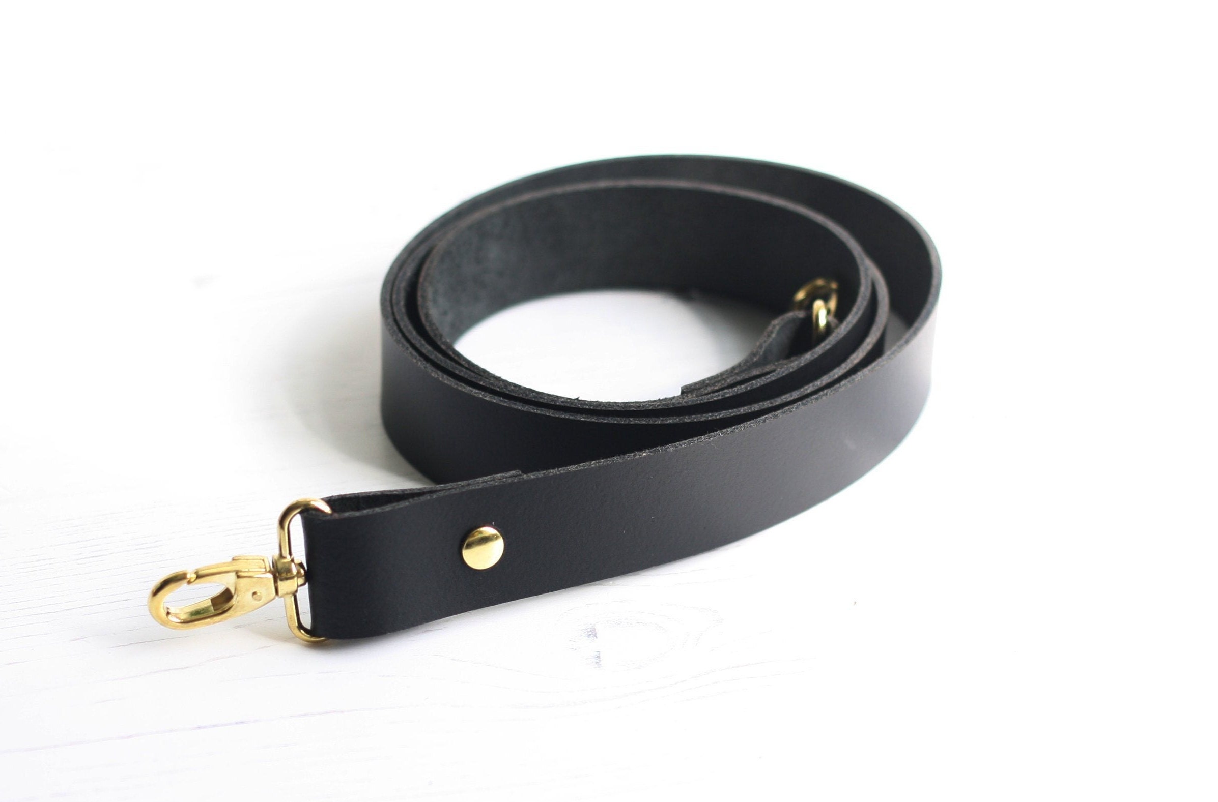 Black Leather Cross Body Strap With 