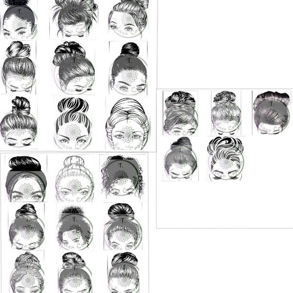 Set of 23 -Printable Messy Bun Display For Earwarmer, Headband, Earmuff,etc