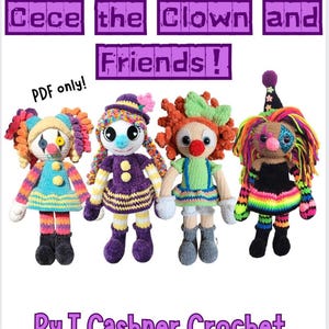 PATTERN: CeCe clown and Friends Pattern - amigurumi plush clowns pattern - PDF crochet pattern