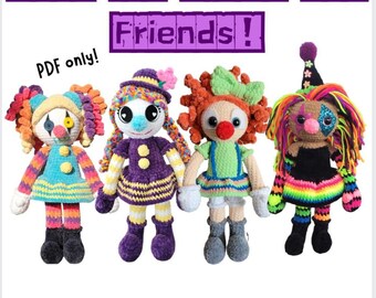 PATTERN: CeCe clown and Friends Pattern - amigurumi plush clowns pattern - PDF crochet pattern