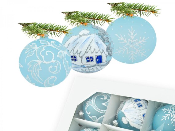 Unique Christmas Tree Balls Christmas Aqua Baubles Turquoise Etsy