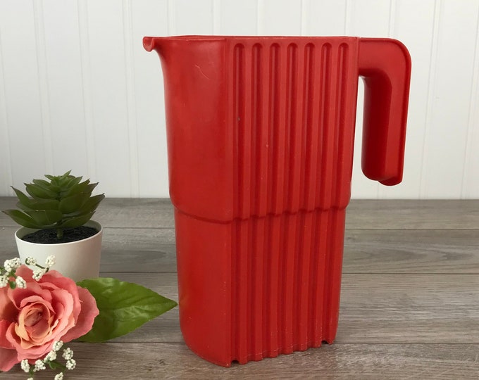 Vintage Milk Bag Pitcher, Red Milk Bag Jug, IPL Plastic, Made in Canada