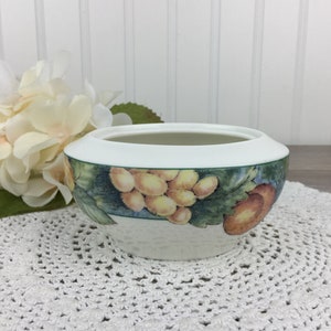 Vintage English Fine China Sugar Bowl - Missing Lid, Royal Doulton Everyday, 1995 Georgia Pattern, Made in England, Peaches and Vines
