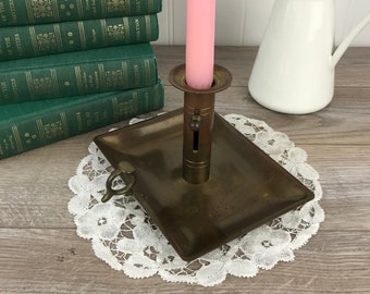 Vintage Brass Candle Holder w/ Handle, Chamber Candlestick Holder, Bronze Color, Mid-Century, French Country, Cottage Core, Made in Denmark