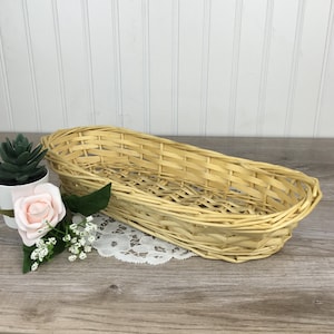 Vintage French Baguette Wicker Bread Basket, Light Natural Wicker Basket, Rattan, Rustic Kitchen, French Country, Farmhouse Decor, Boho Chic