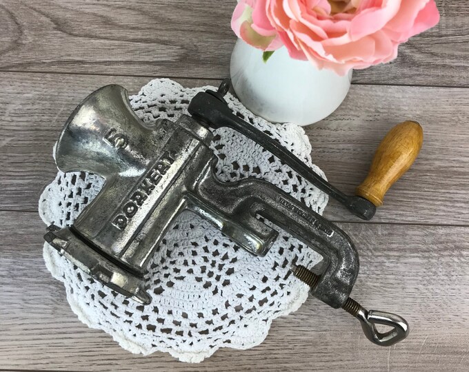 Vintage Old Meat Grinder W/ Wood Handle Porkert 5, Made in