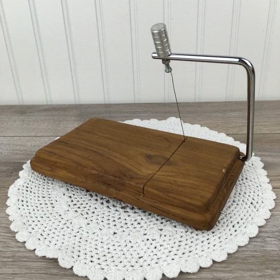 Vintage Teak Wood Cheese Cutting Board W Wire 8 Inch Wooden Vintage Teak Wood Cheese Cutting Board