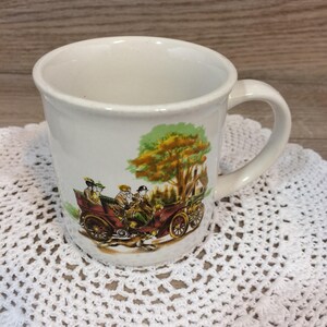 Set of 2 Vintage Coffee Mugs, Tea Cups With Antique Automobiles Images