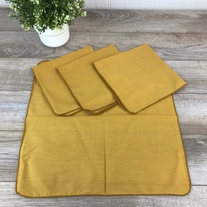 Vintage Ochre Yellow  Reusable Fabric Napkins, Set of 4 Napkins, Zero Waste Home, Retro Mustard Yellow, Bohemian Boho Chic