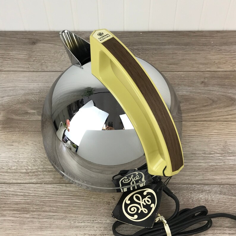 Vintage Electric Kettle by General Electric Chrome & Yellow Etsy